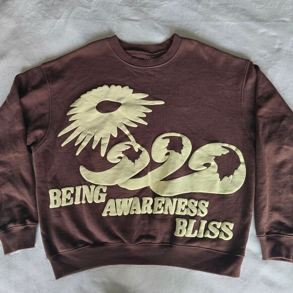 Cactus Plant Flea Market Being Awareness Bliss Sweatshirt Brown Sz S Made in USA - Picture 3 of 11